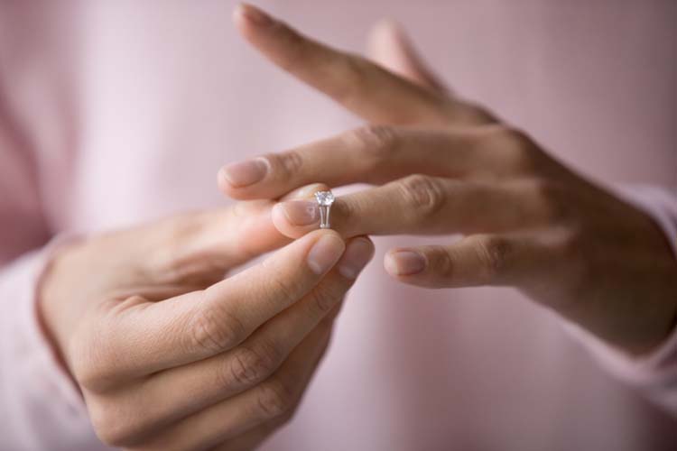 左手薬指に指輪をはめて結婚しているフリ