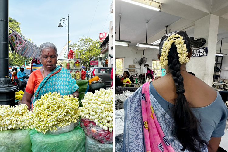 南インドでは日常的に髪飾りとして使っている
