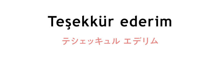 トルコ語　「Teşekkür ederim」（テシェッキュル エデリム）