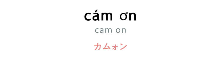 ベトナム語　「cám ơn（cam on）」（カムォン）