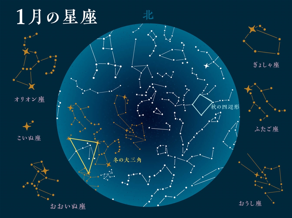 ウルフムーンの時期に一緒に観測できる星座