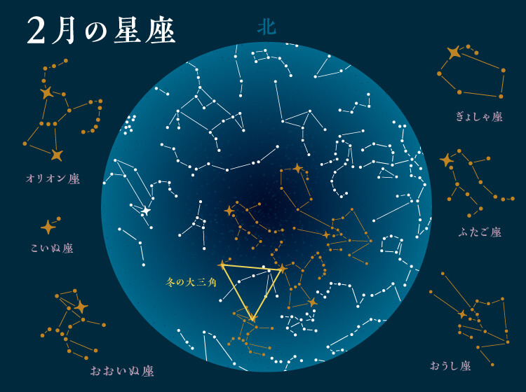 スノームーンの時期に一緒に観測できる星座