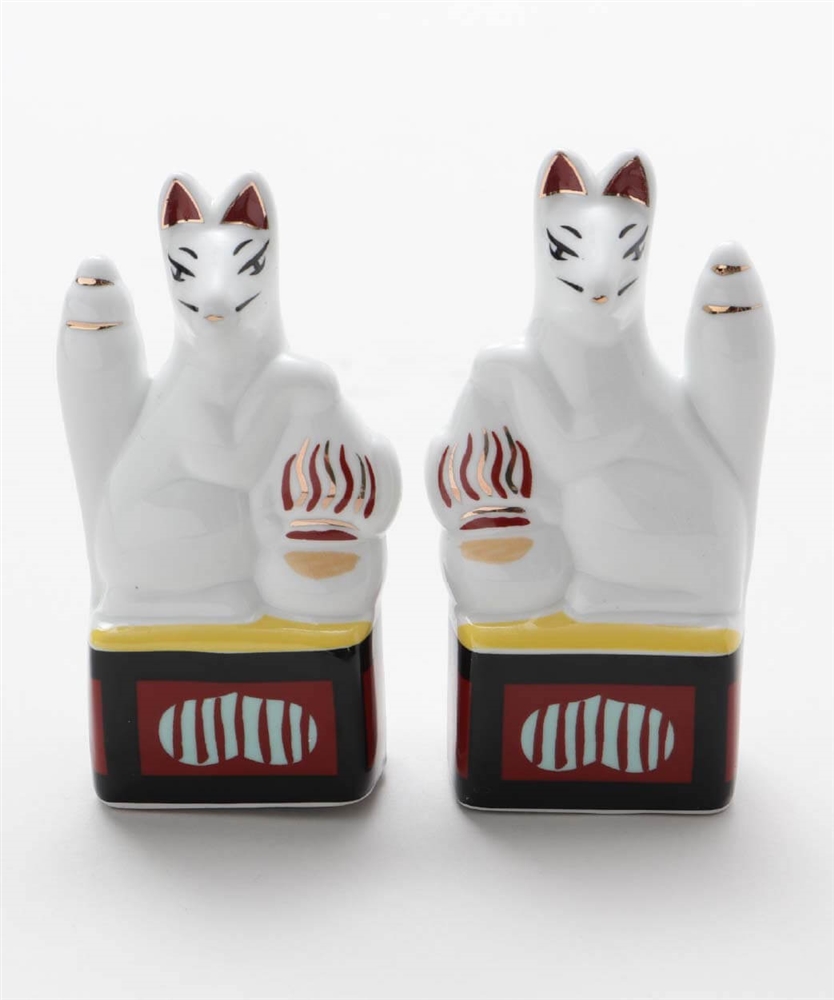 稲荷用狐　３寸一対