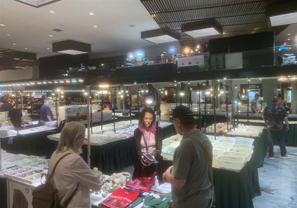 世界からたくさんのバイヤーが真剣に原石を見極めています。