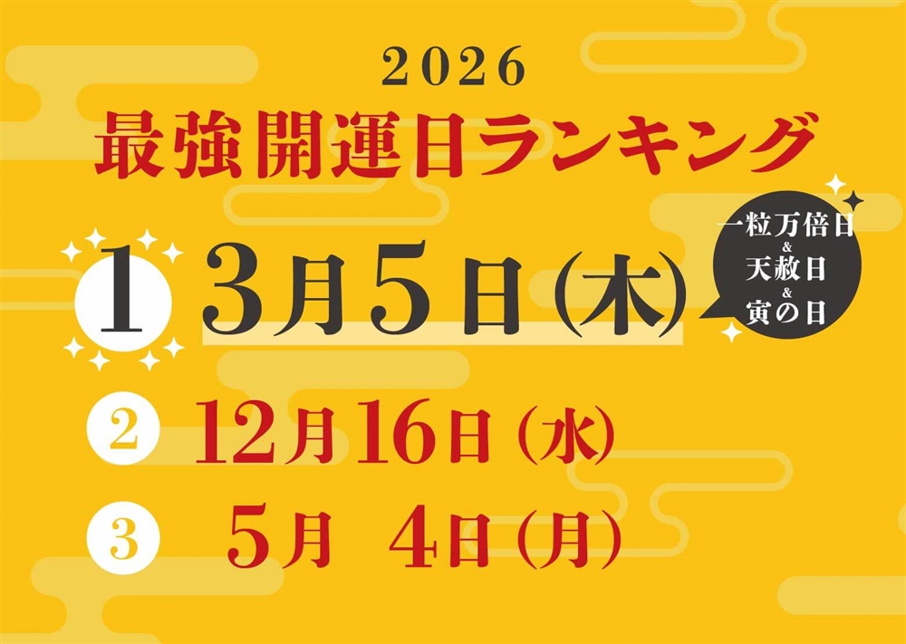 2026年の最強開運日ランキング