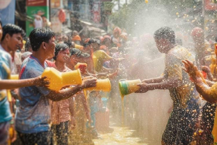 水をかけて幸福を祈る！