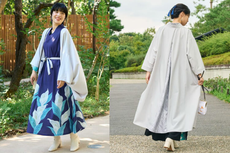 春風に揺れる和を感じるワンピース