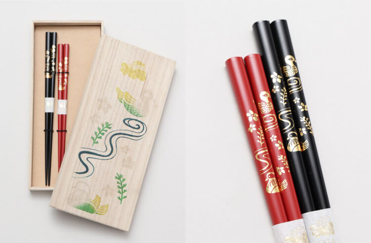 縁起箸セット　ｵｼﾄﾞﾘ