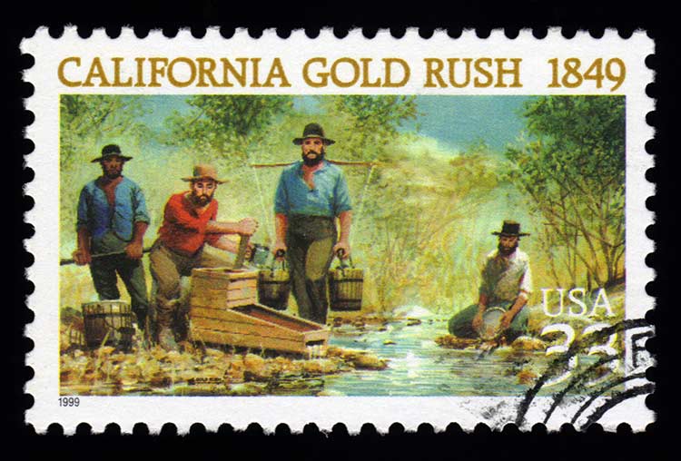 米国ヴィンテージカリフォルニアゴールドラッシュ郵便切手